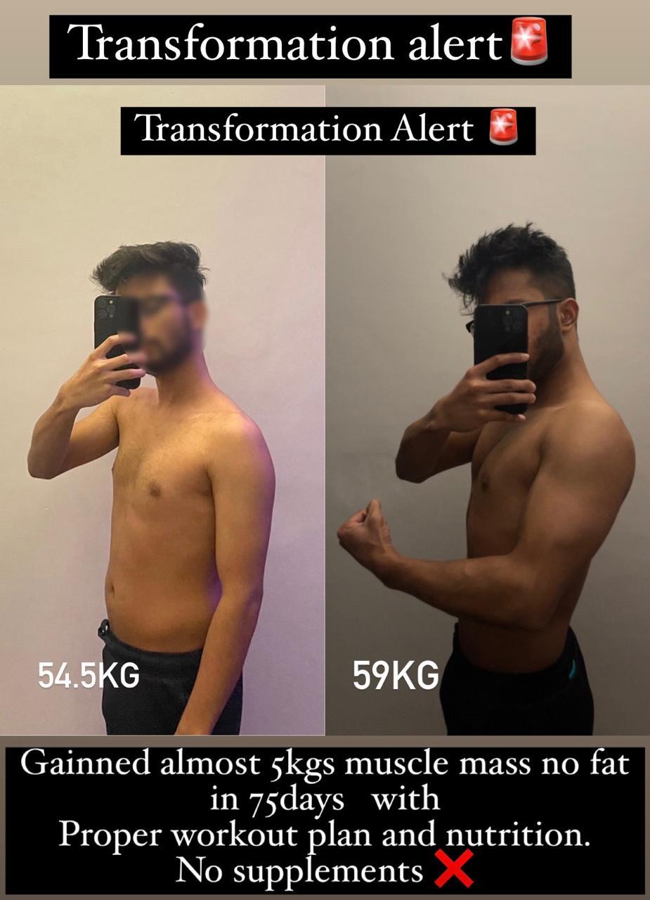 KR Fitness Studio client body transformation result Chandigarh